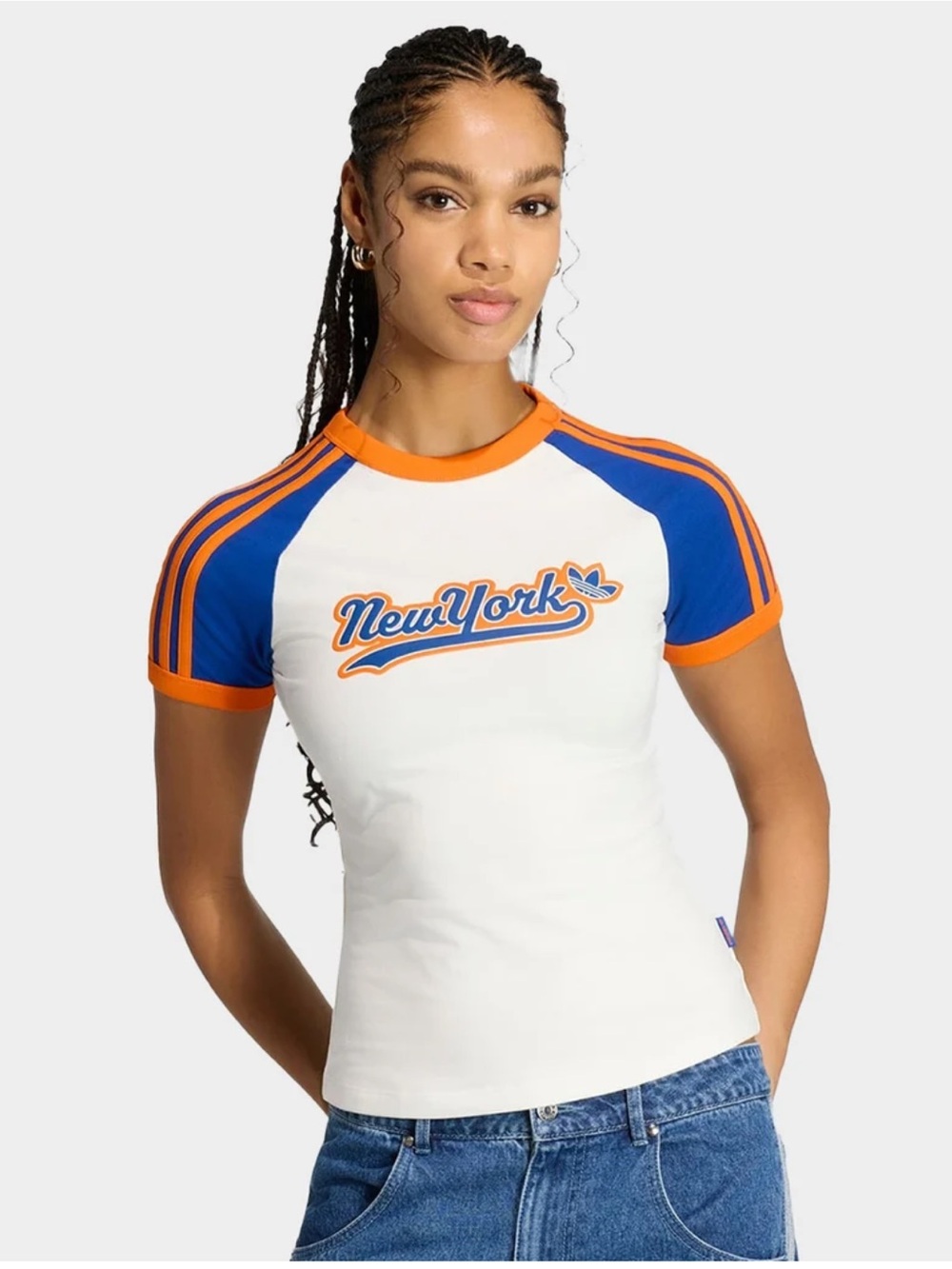 Knicks or Mets Colors Adidas Originals FIFA World Cup New York Womens Fitted Tee